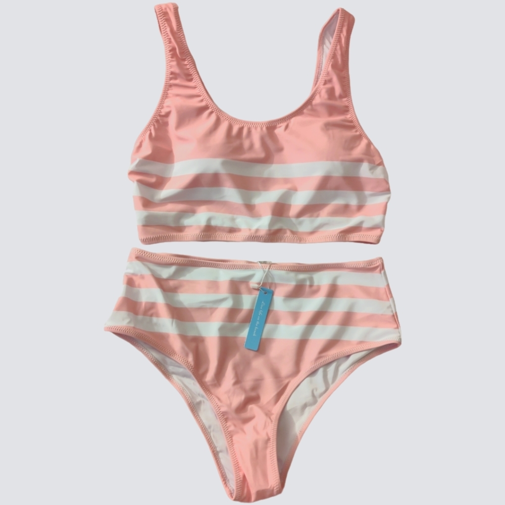 NWT High Waist 2-Piece Striped Bikini